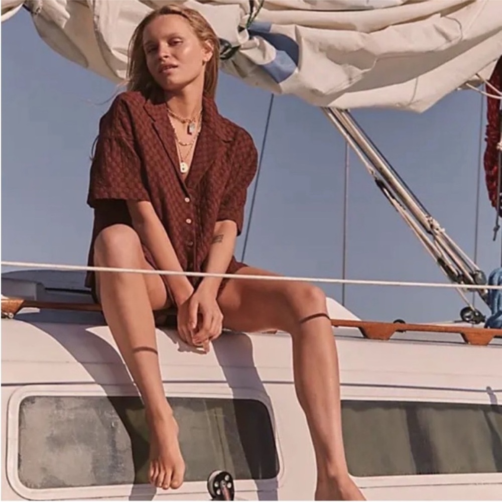 Free People S Brown Bowler Babe Shirt